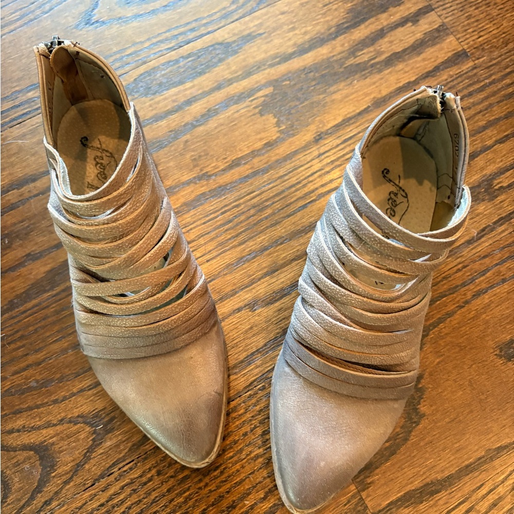 Free People Lost Valley Taupe Leather  Ankle Booties
